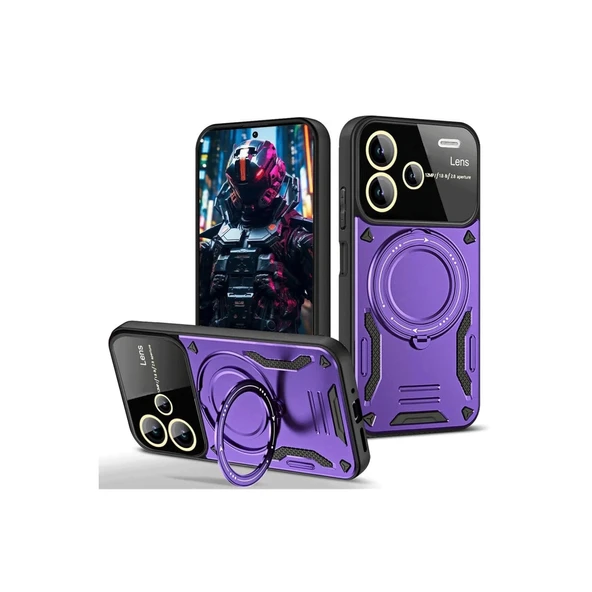 Xiaomi Redmi Note 13 Pro Plus Joy Lens Standlı Kapak - Mor ürün görseli 1