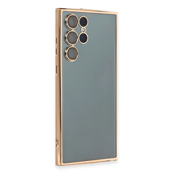 Samsung Galaxy S22 Ultra Kılıf Kamera Korumalı Lensli Silikon - Gold ürün görseli 1