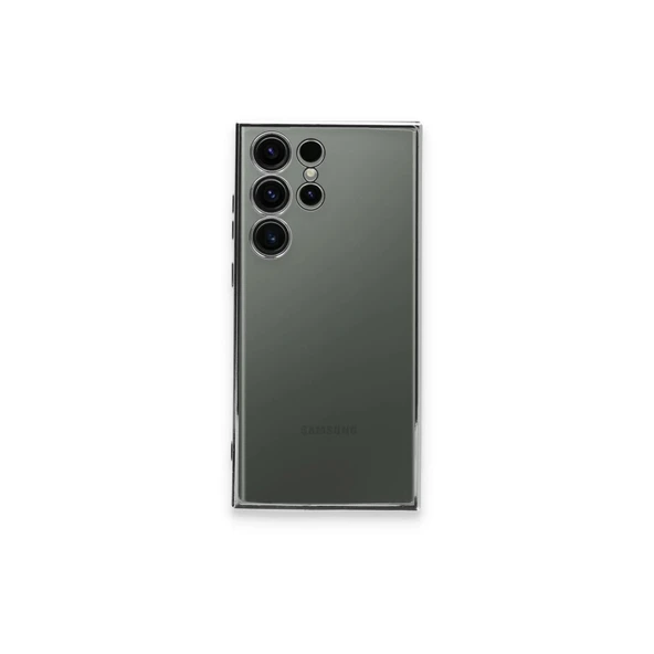 Samsung Galaxy S23 Ultra Kılıf Kamera Korumalı Lensli Silikon - Gümüş ürün görseli 1