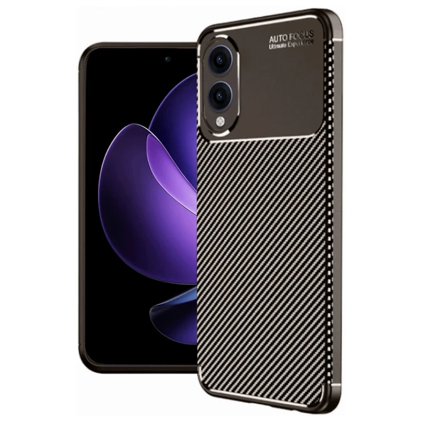 Samsung Galaxy S25 Edge Kılıf Auto Focus Karbon Kapak - Kahverengi ürün görseli 1