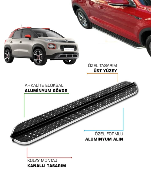 C3 AIRCROSS UYUMLU 2017 2018 2019 2020 2021 2022 2023 2024 2025 2026 ARACA ÖZEL YAN BASAMAK ürün görseli 1