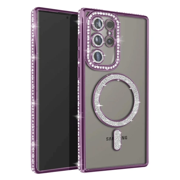 Samsung Galaxy S25 Ultra Kılıf Joke Simli Magneticsafe Kılıf - Derin Mor ürün görseli 1