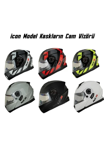 ICON Çene Açılır Siyah Vizör Camı - Resim 4