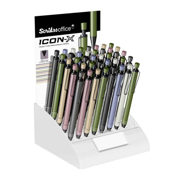 Scrikss Versatil Kalem (Mekanik Kurşun Kalem) 0,5 + 0,7 Mm İcon-X Metal (40 Lı Stand) ürün görseli 1