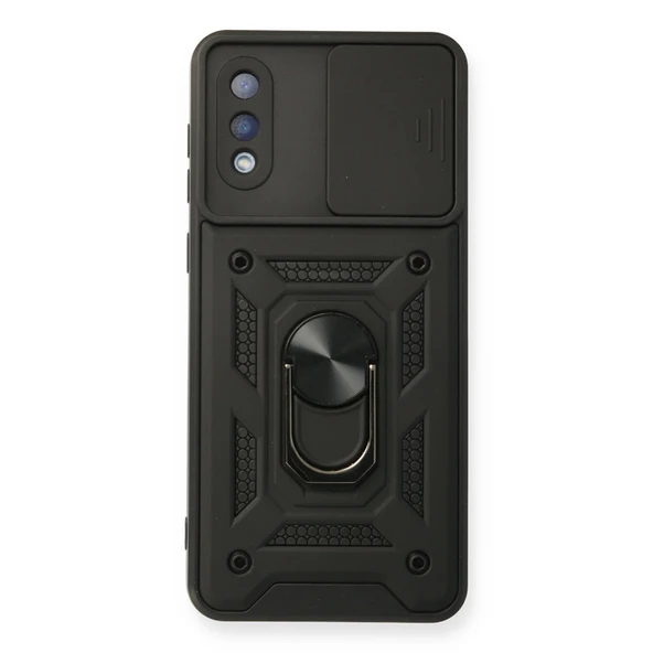 Samsung Galaxy A02 Kılıf Pars Lens Yüzüklü Silikon - Siyah ürün görseli 1