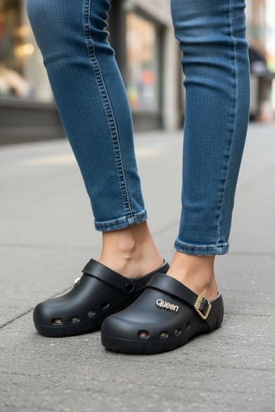 Calx Kadın Önü Kapalı Sabo Terlik Tokalı Rahat Günlük Crocs Tarzı Hafif Taban Terlik BNT215 ürün görseli 1