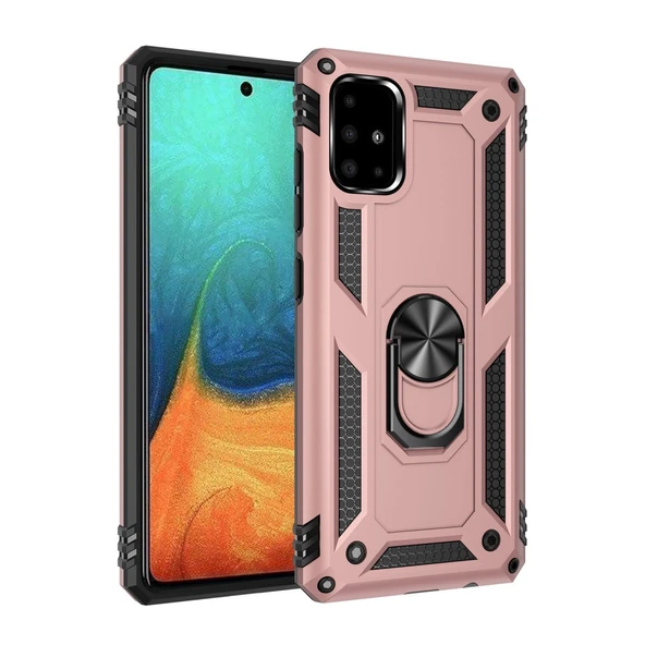 Samsung Galaxy A71 Kılıf Sofya Yüzüklü Silikon Kapak - Rose ürün görseli 1