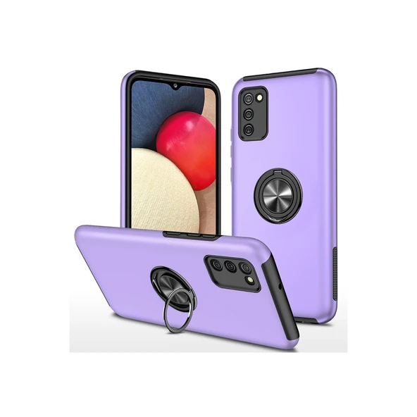 Samsung Galaxy A02s Kılıf Elit Yüzüklü Kapak - Mor ürün görseli 1