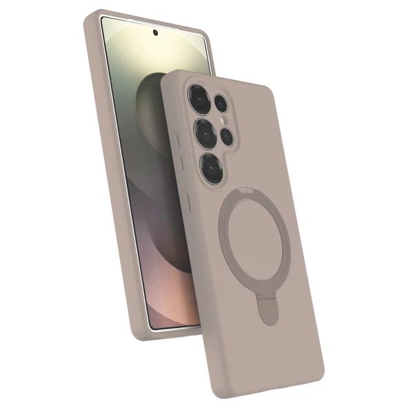 Samsung Galaxy S25 Ultra Regal Magsafe Standlı Kapak - Çöl Titanyum ürün görseli 1