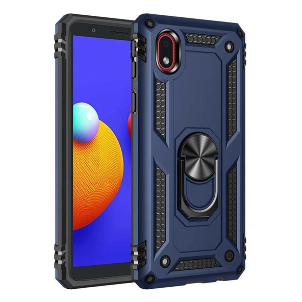 Samsung Galaxy A01 Core Kılıf Sofya Yüzüklü Silikon Kapak - Lacivert ürün görseli 1