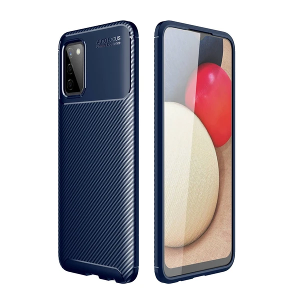 Samsung Galaxy A02s Kılıf Auto Focus Karbon Kapak - Lacivert ürün görseli 1