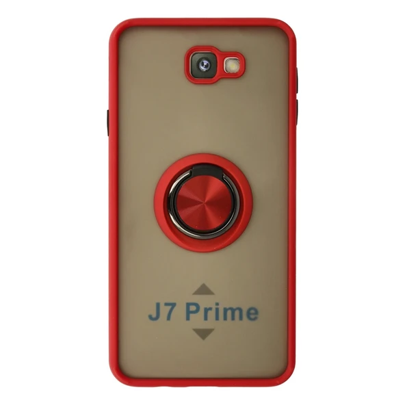 Samsung Galaxy J7 Prime Kılıf Montreal Yüzüklü Silikon Kapak - Kırmızı ürün görseli 1