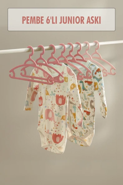 6 lı Bebek Askısı & Bebek Gardırop Askısı Pembe Set ürün görseli 1