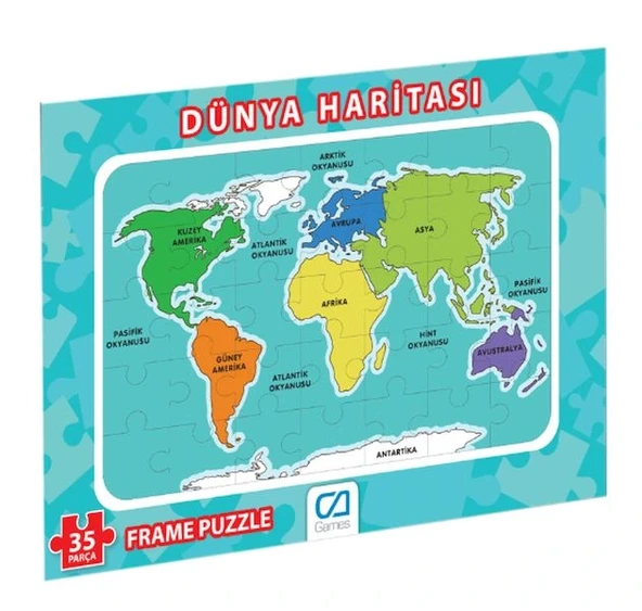 Dünya Haritası Frame Puzzle 35 Parça ürün görseli 1