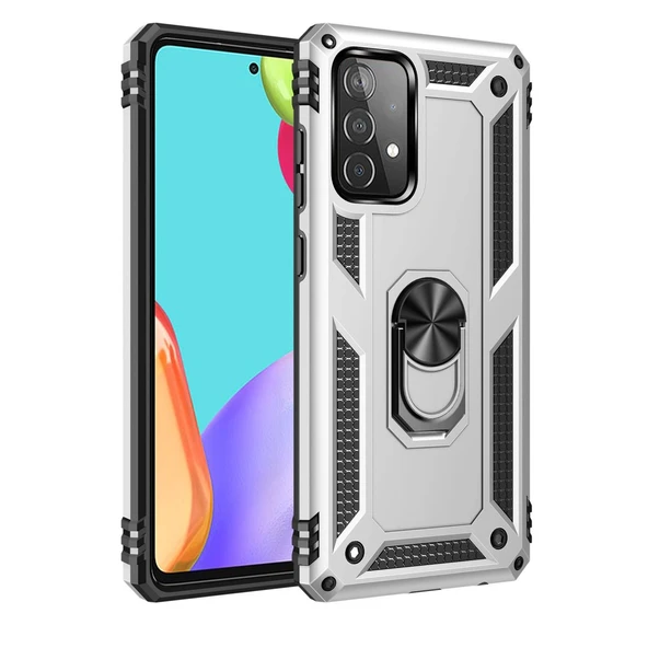 Samsung Galaxy A33 5g Kılıf Sofya Yüzüklü Silikon Kapak - Gümüş ürün görseli 1