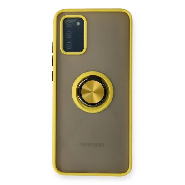 Samsung Galaxy A02s Kılıf Montreal Yüzüklü Silikon Kapak - Sarı ürün görseli 1