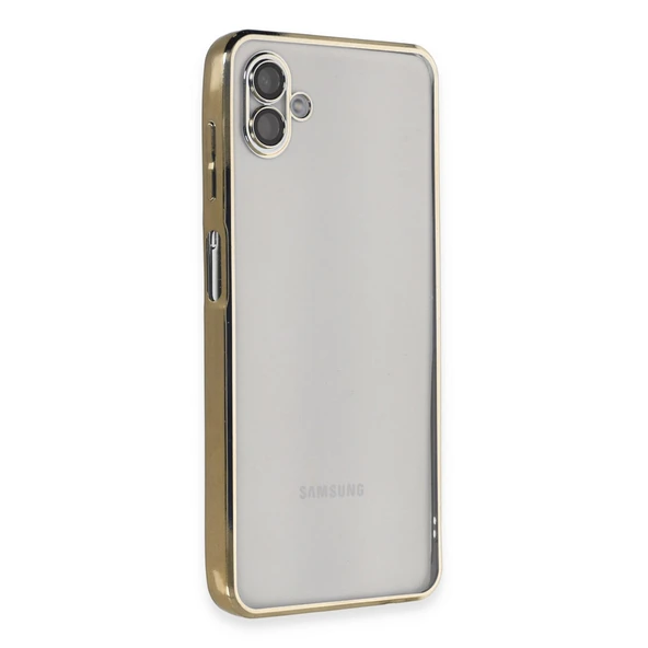 Samsung Galaxy A04 Kılıf Kamera Korumalı Lensli Silikon - Gold ürün görseli 1