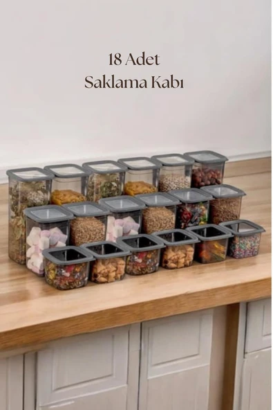18'li 3 Boy Kavanoz Seti & Saklama Kabı & Erzak Kabı 6x650/1300/1900 Ml (40 Lı Etiket Hediyeli) ürün görseli 1