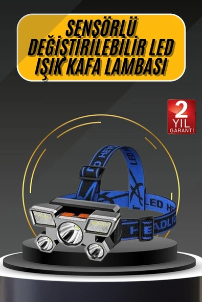 Kafa Lambası 800 Lümen 4 Mod Yüksek Işık Flaşörlü Şarjlı Led Lamba ürün görseli 1