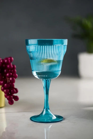 Akrilik Aquamarin 6'lı Kadeh & Su Meşrubat Kahve Yanı Bardağı 300 ml ( Cam Değildir ) ürün görseli 1