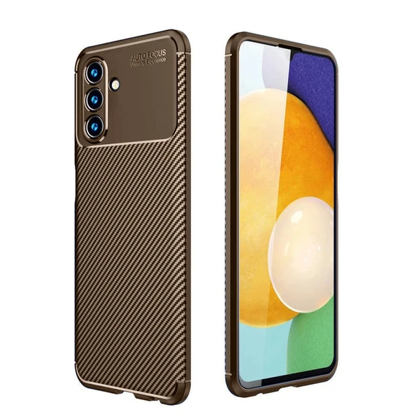 Samsung Galaxy A36 Kılıf Auto Focus Karbon Kapak - Kahverengi ürün görseli 1