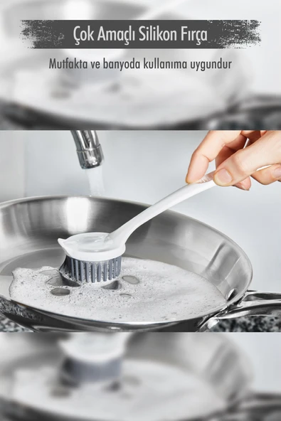 Çok Amaçlı Silikon Bulaşık Yıkama & Lavabo Temizleme & Mutfak Tezgahı Temizleme Fırçası ürün görseli 1