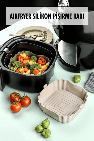 Bütün Airfryer'lere Uyumlu Krem Silikon Pişirme Kabı ürün görseli 1