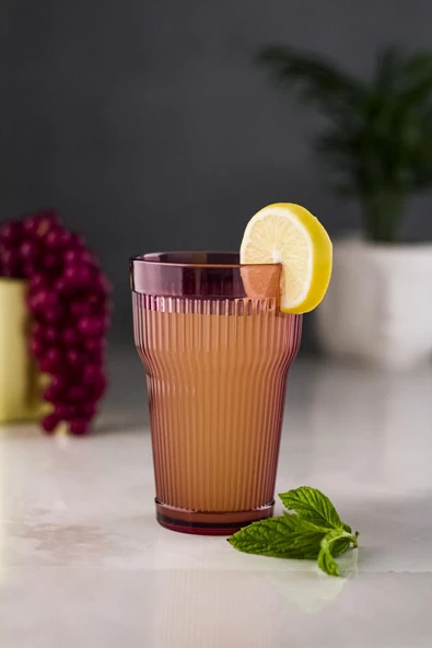 Akrilik Mürdüm Tekli Uzun Bardak & Su Meşrubat Bardağı 400 ml ( Cam Değildir ) ürün görseli 1
