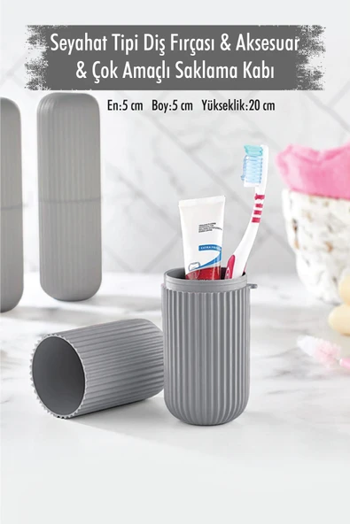 Gri Seyahat Tipi Diş Fırçası & Aksesuar Kutusu & Çok Amaçlı Saklama Kabı ürün görseli 1