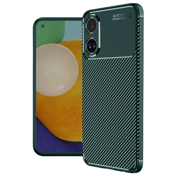 Realme 12 Lite Kılıf Auto Focus Karbon Kapak - Koyu Yeşil ürün görseli 1