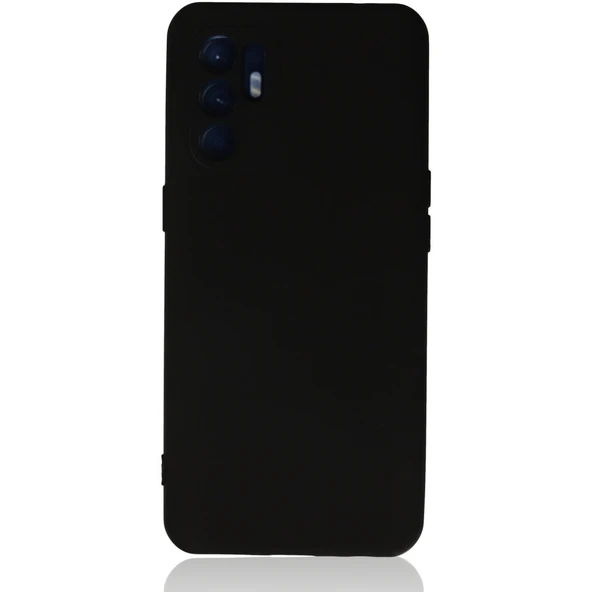Oppo Reno 6 Kılıf Nano İçi Kadife Silikon - Siyah ürün görseli 1