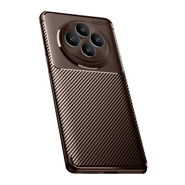 Oppo Reno 11 Fs Kılıf Auto Focus Karbon Kapak - Kahverengi ürün görseli 1