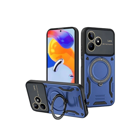 Realme C53 Kılıf Joy Lens Standlı Kapak - Lacivert ürün görseli 1