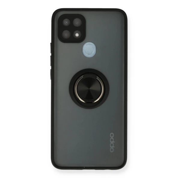Oppo A15 Kılıf Montreal Yüzüklü Silikon Kapak - Siyah ürün görseli 1