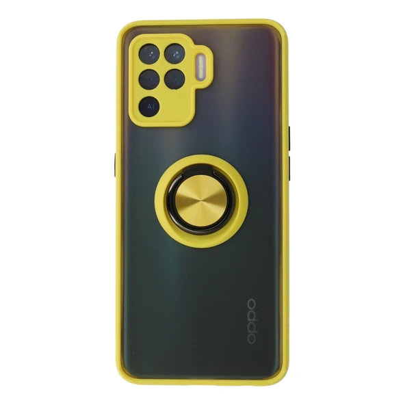 Oppo Reno 5 Lite Kılıf Montreal Yüzüklü Silikon Kapak - Sarı ürün görseli 1