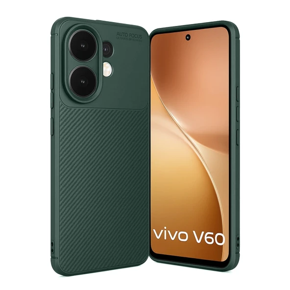Vivo V60 5g Auto Focus Karbon Kapak - Koyu Yeşil ürün görseli 1