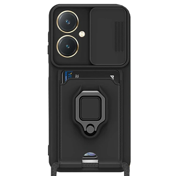 Vivo Y27 Kılıf Zuma Kartvizitli Yüzüklü Silikon - Siyah ürün görseli 1