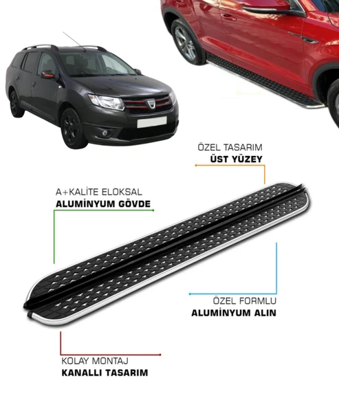 DACIA LOGAN 2 MCV UYUMLU 2014 2015 2016 2017 2018 2019 2020 ARACA ÖZEL YAN BASAMAK ürün görseli 1