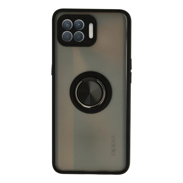 Oppo Reno 4 Lite Kılıf Montreal Yüzüklü Silikon Kapak - Siyah ürün görseli 1