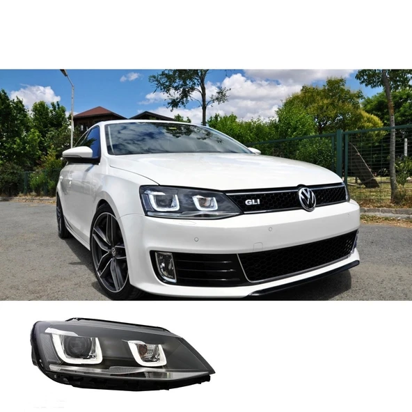 vw jetta 2011.2018 uyumlu çift u mercekli far ürün görseli 1