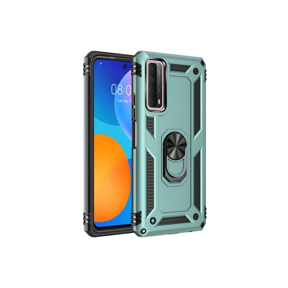 Huawei P Smart 2021 Kılıf Sofya Yüzüklü Silikon Kapak - Yeşil ürün görseli 1
