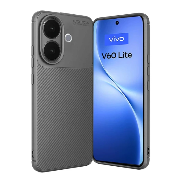 Vivo V60 Lite Auto Focus Karbon Kapak - Gri ürün görseli 1