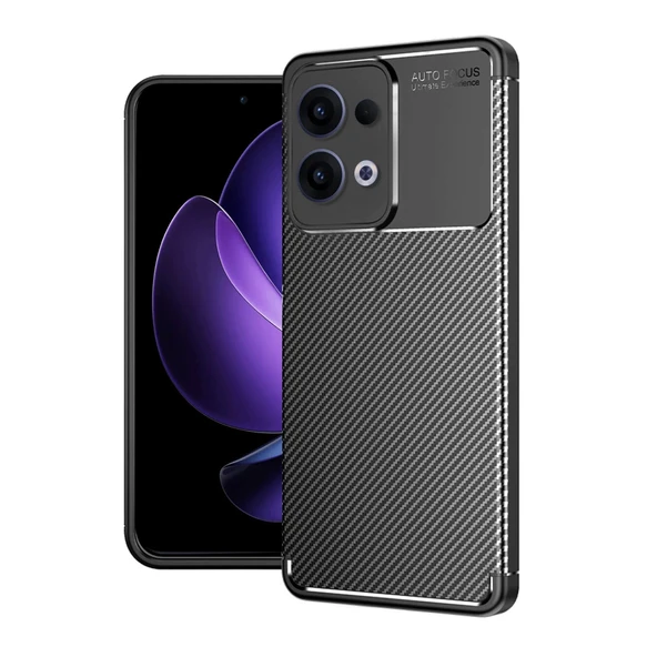 Oppo Reno 13 Pro Kılıf Auto Focus Karbon Kapak - Siyah ürün görseli 1