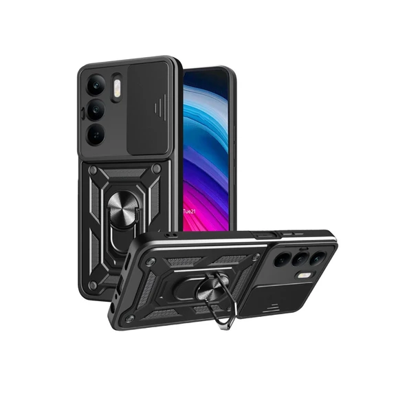 Realme C75 4g Kılıf Pars Lens Yüzüklü Silikon - Siyah ürün görseli 1
