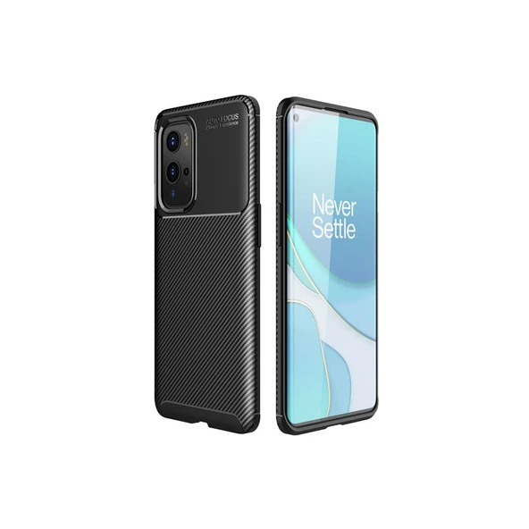 One Plus 9 Pro Kılıf Auto Focus Karbon Kapak - Siyah ürün görseli 1