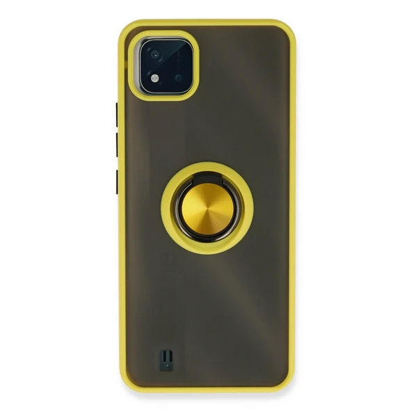 Realme C11 2021 Kılıf Montreal Yüzüklü Silikon Kapak - Sarı ürün görseli 1