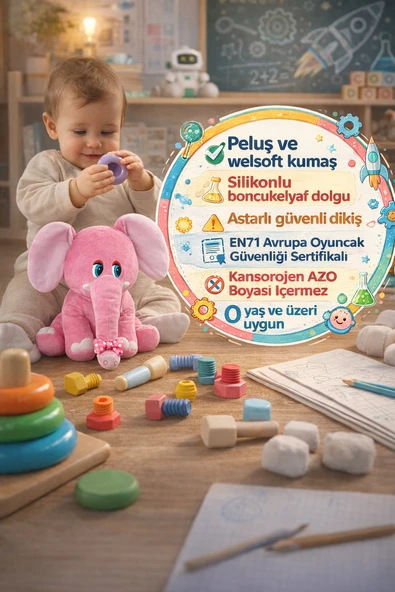 Pembe Fil Peluş 20 CM – Uyku Arkadaşı, Yumuşak Dolgulu Mini Peluş Oyuncak, Sevimli Fil Peluş ürün görseli 1
