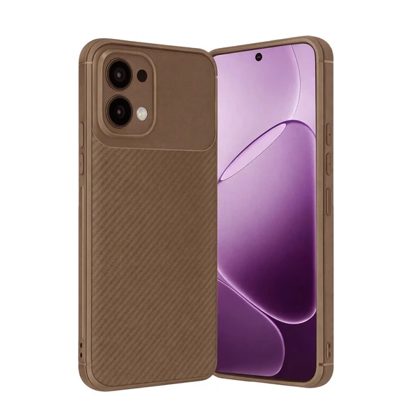 Oppo A6 Pro 4g Auto Focus Karbon Kapak - Kahverengi ürün görseli 1