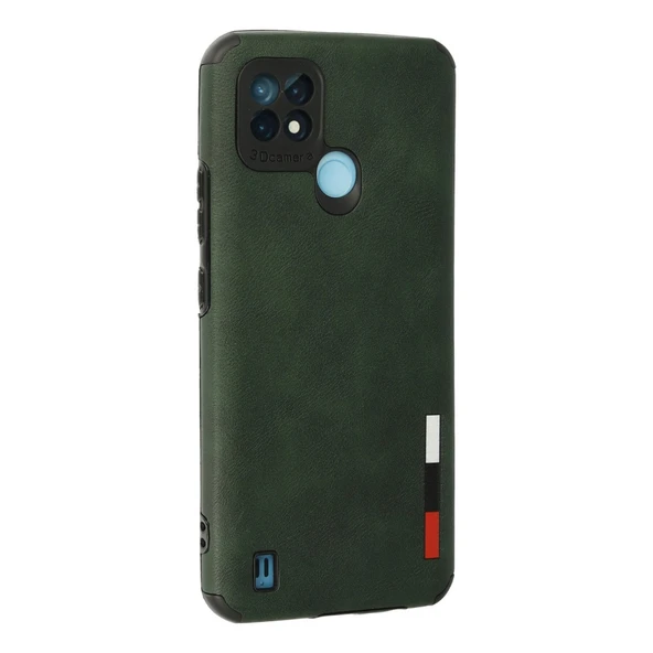 Realme C21 Kılıf Loop Deri Silikon - Yeşil - Resim 3