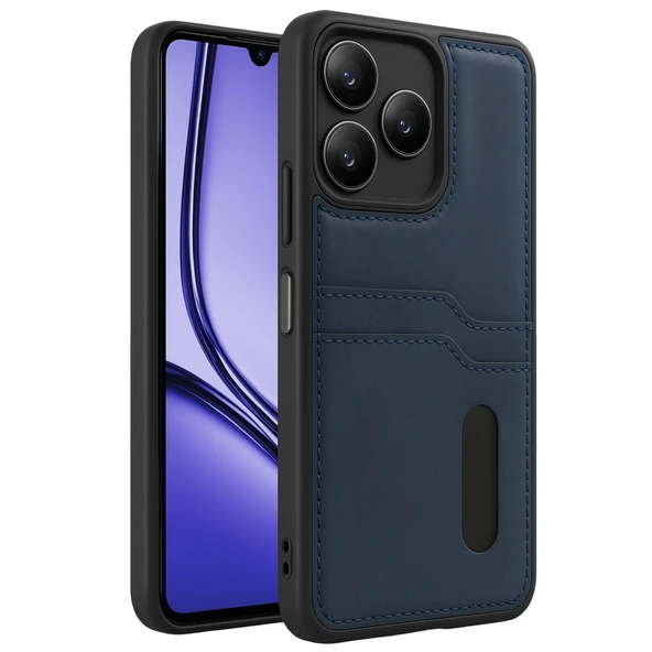 Realme Note 50 4g Kılıf Sara Kartvizitli Deri Kılıf - Lacivert ürün görseli 1